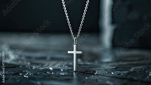 a stylish cross pendant necklace in a realistic photo, highlighting its timeless elegance and versatility as a fashion accessory.