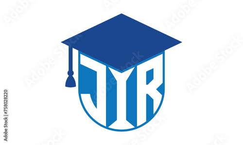 JIR initial letter academic logo design vector template. school college logo, university logo, graduation cap logo, institute logo, educational logo, library logo, teaching logo, book shop, varsity