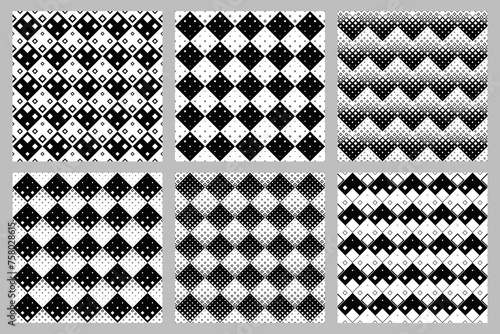 Seamless diagonal square pattern background collection - geometrical  repeating vector illustrations from squares