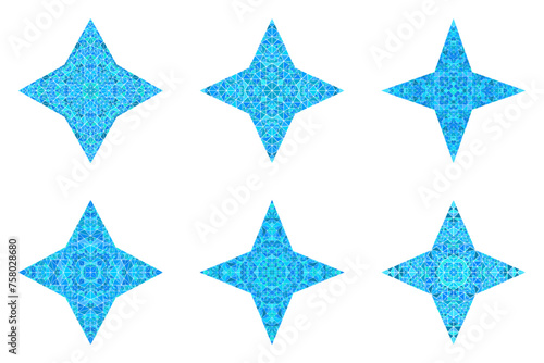 Mosaic ornament star logo template set - ornamental polygonal vector design element