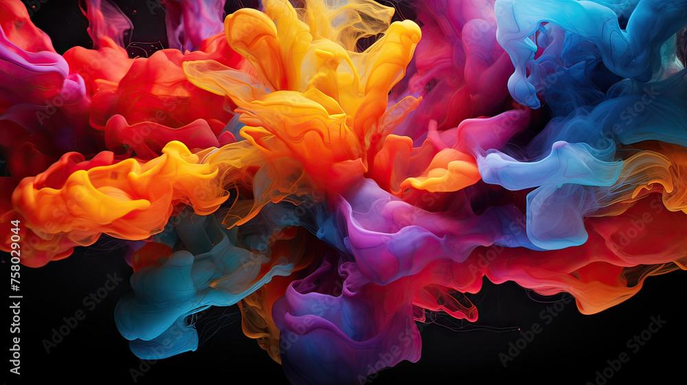 Obraz premium Color Splash Harmony in Abstract Design Background Ai Generative