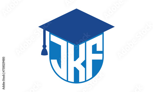 JKF initial letter academic logo design vector template. school college logo, university logo, graduation cap logo, institute logo, educational logo, library logo, teaching logo, book shop, varsity photo