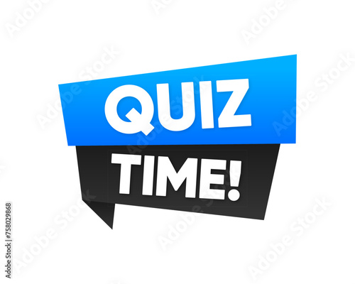 Quiz Time. Badge on white. Quiz logo. Quiz emblem for business, marketing and advertising. Vector illustration.