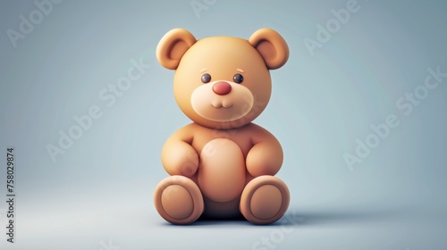 Angry Teddy bear toy. Cartoon minimal style icon. 3D modern.