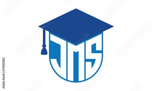 JMS initial letter academic logo design vector template. school college logo, university logo, graduation cap logo, institute logo, educational logo, library logo, teaching logo, book shop, varsity