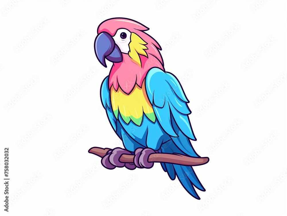 A colorful parrot with bright feathers and a cheeky attitude isolated background pastel