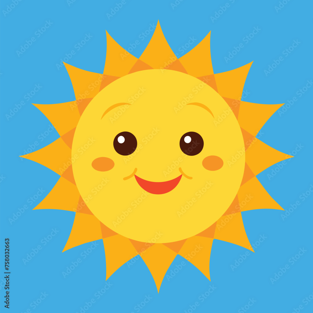 Cute cartoon smiling sun. funny sun vector on an isolated background