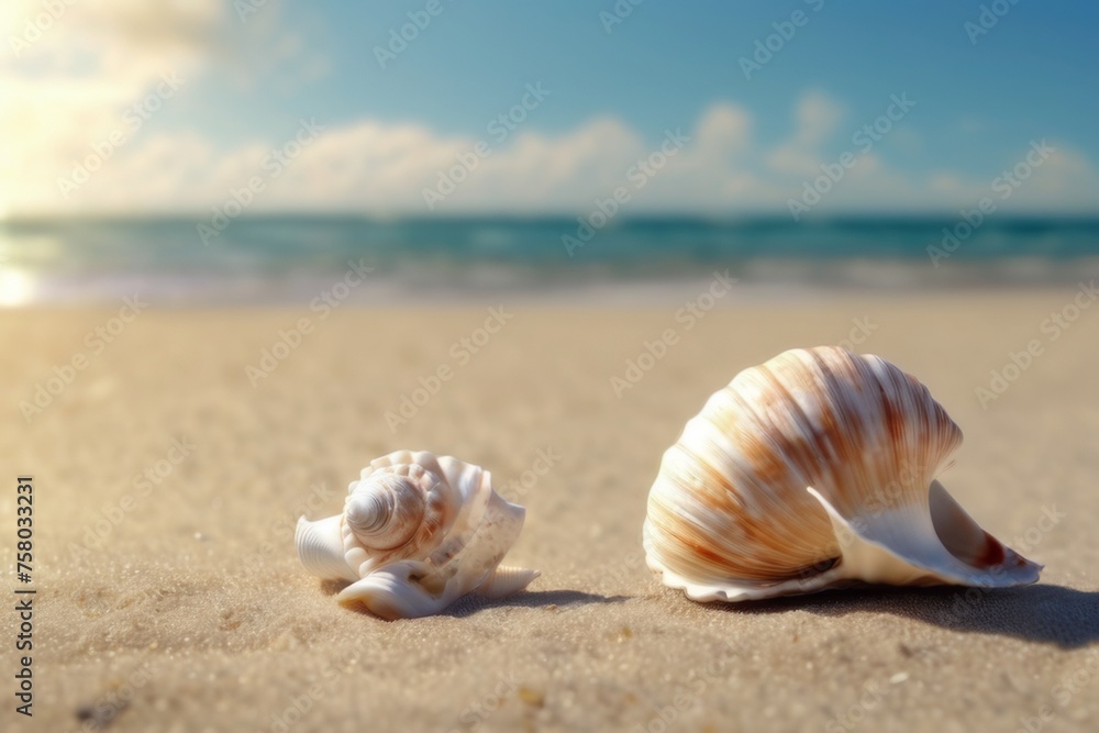 the sea abstract background vacation shells sand beach