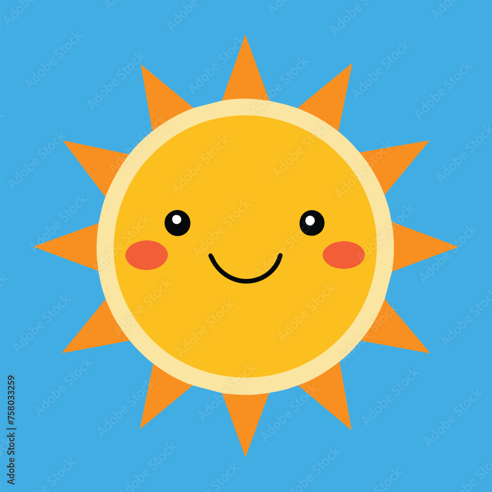 Cute cartoon smiling sun. funny sun vector on an isolated background Cute cartoon smiling sun. funny sun vector on an isolated background