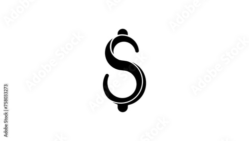 usd symbol, black isolated silhouette