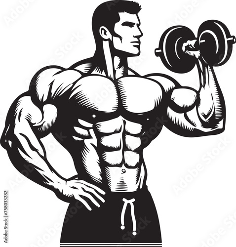 bodybuilder isolated vector, man training fitness 