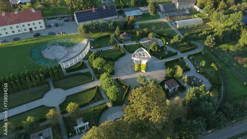 Beautiful Biblical Garden Basilica Stara Wies Aerial View Poland photo