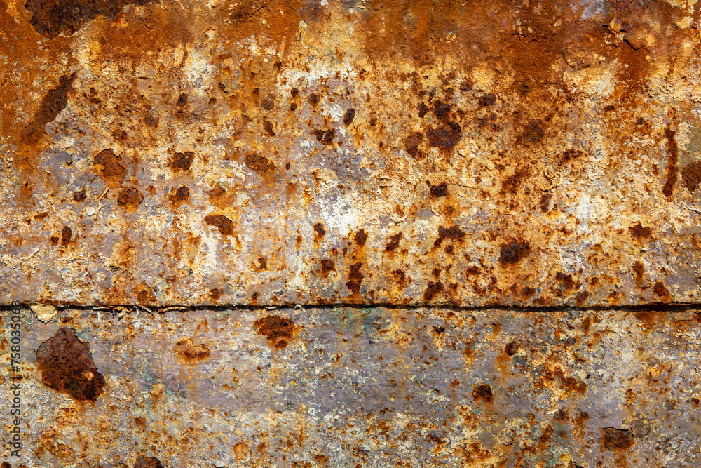 August, 2022- Rust and paint, texture from a fishing boat, on the coast in Dalmatia, Croatia, EU August, 2022- Rust and paint, texture from a fishing boat, on the coast in Dalmatia, Croatia, EU