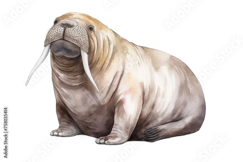 mammal Pole marine drawn Hand illustration background collection walrus isolated watercolor white Arctic animals North © akk png