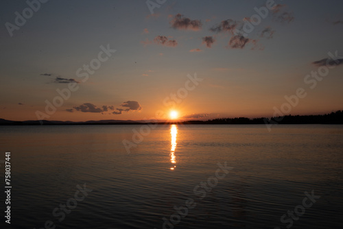 Sunset over scandinavian lake