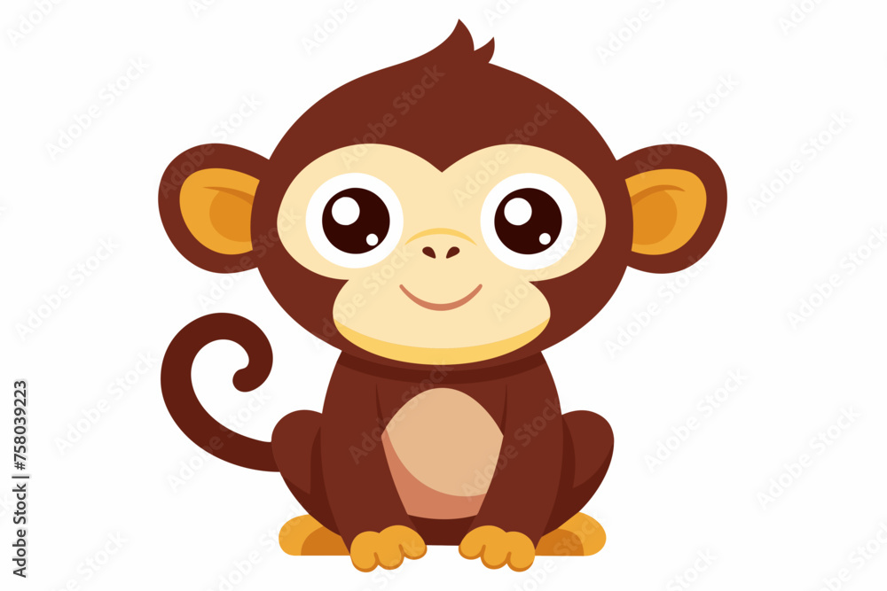 cute monkey playing guitar carton style