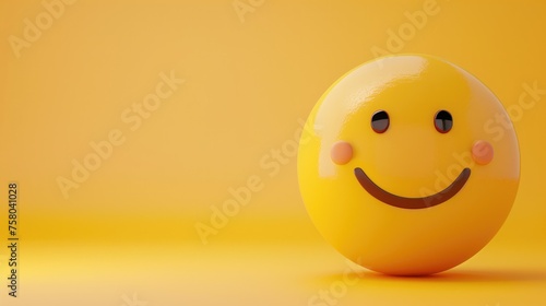 Smiling Face Yellow Emoji Faces on Yellow Studio Background