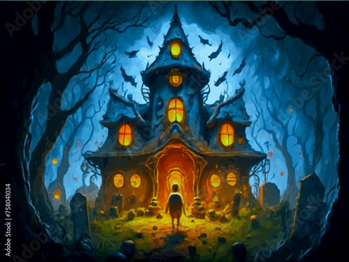 Spooky house with spooky creatures  © MdAbdur