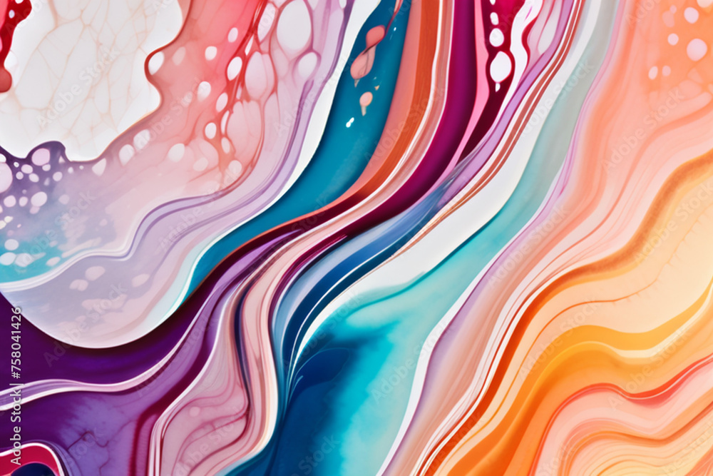 Closeup of abstract watercolor paint background texture with liquid fluid marbled paper texture banner texture. Generative AI (생성형 AI) Closeup of abstract watercolor paint background texture with liquid fluid marbled paper texture banner texture. Generative AI (생성형 AI)