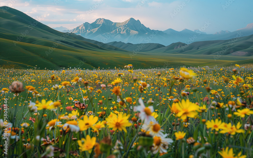 Spring flower scenery in Xinjiang, China,created with Generative AI tecnology. Spring flower scenery in Xinjiang, China,created with Generative AI tecnology.