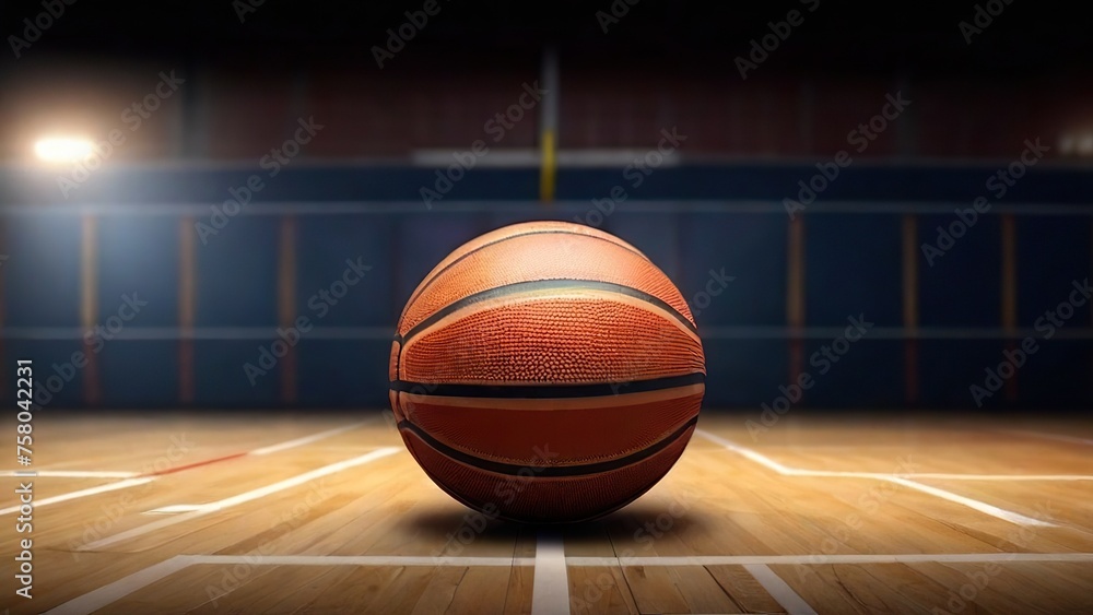 Basketball on an empty court in daylight. Basketball on an empty court in daylight.