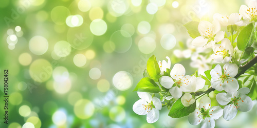 Blossoming branch of apple. Bright colorful spring flowers. Nature background