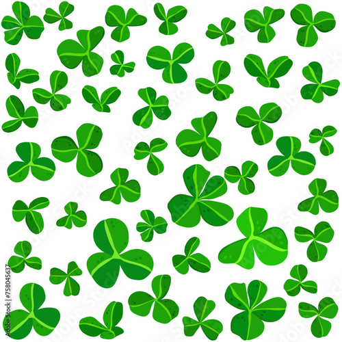 set of four clover, Green clover plant illustration, good luck, 4 leaf clover, lucky leaf, Irish clover  (ID: 758045637)