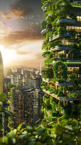 Sustainable Futuristic Cityscape: A Vision of Interconnectedness and Environmental Protection in Architectural Design