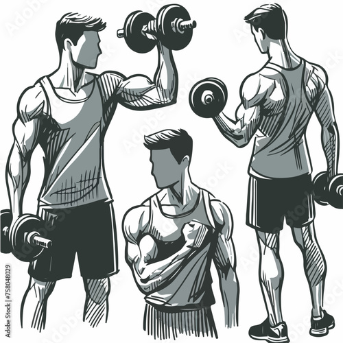 illustration of a man lifting weights