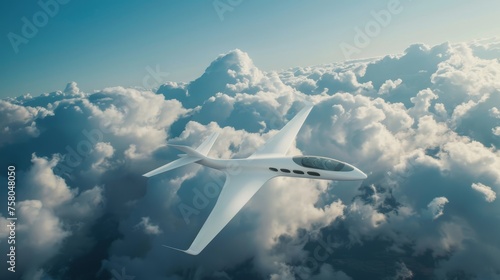 A white airplane is flying through the sky