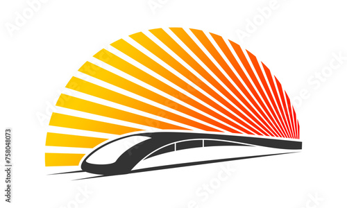 Fast train with sun shine illustration design vector