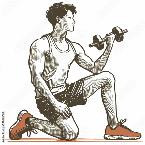 sport bodybuilder training with dumbbell