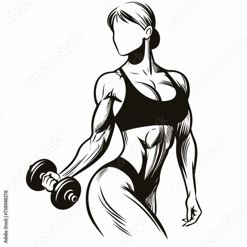 black and white logo with bodybuilder for gym and fitness club