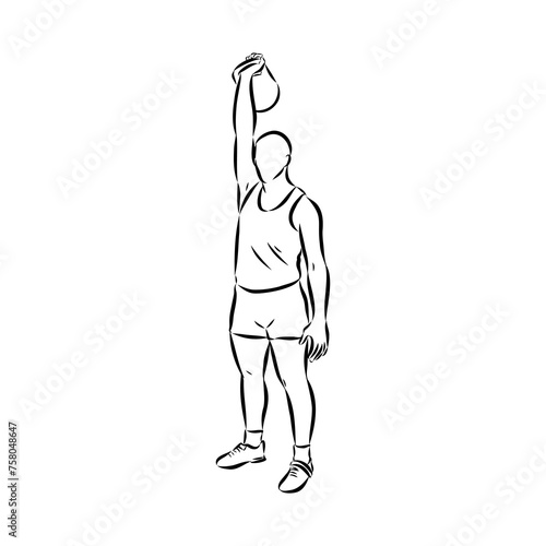 Kettlebell vector sketch icon isolated on background. Hand drawn Kettlebell icon.