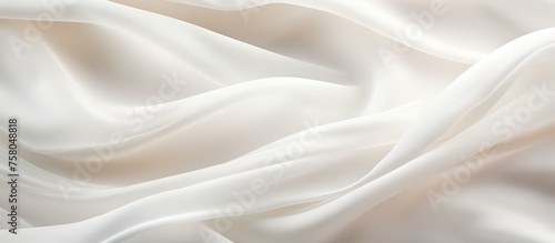 Abstract White Silk Fabric with Wavy Folds and Soft Waves