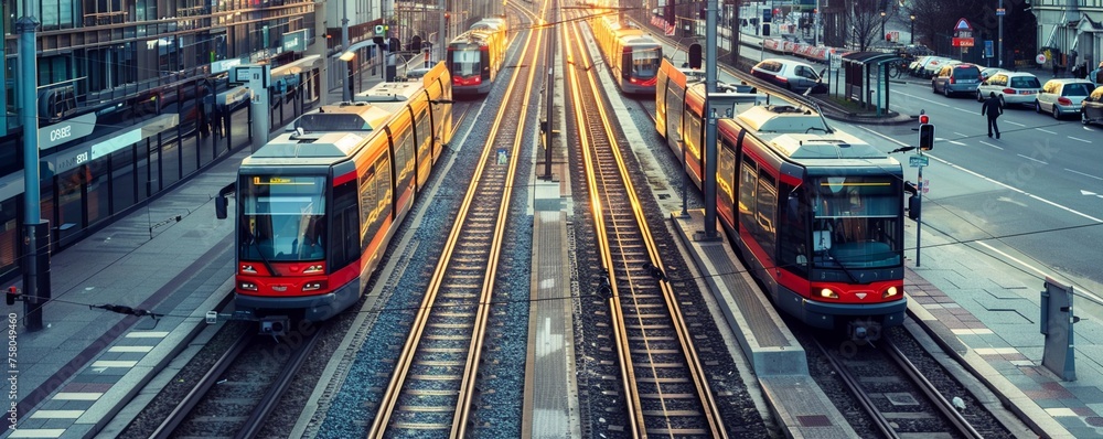Innovative public transportation network in a smart city - obrazy, fototapety, plakaty 
