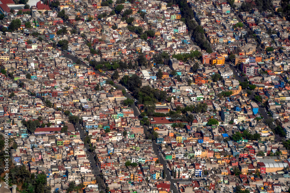 Fototapeta premium mexico city aerial view landscape from airplane