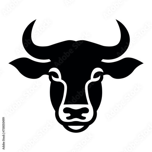black vector bull icon on white background