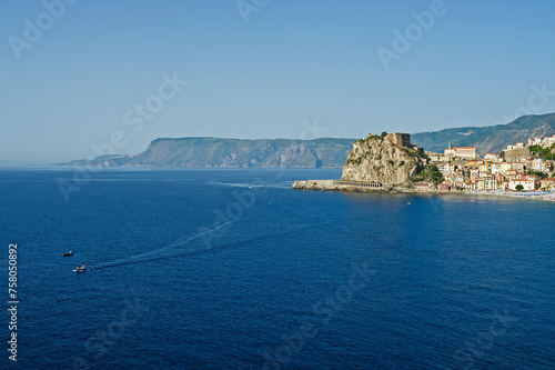 Scilla, Reggio Calabria district, Calabria, Italy, view of the village and the Viola coast del borgo, sullo sfondo la Costa Viola photo