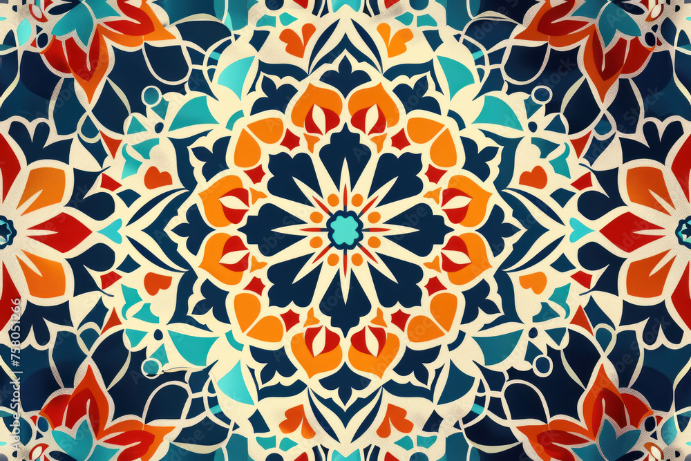 Simple Flat Design Oman Star Mandala, Star patterns, minimalist ,seamless repeating pattern. - obrazy, fototapety, plakaty 