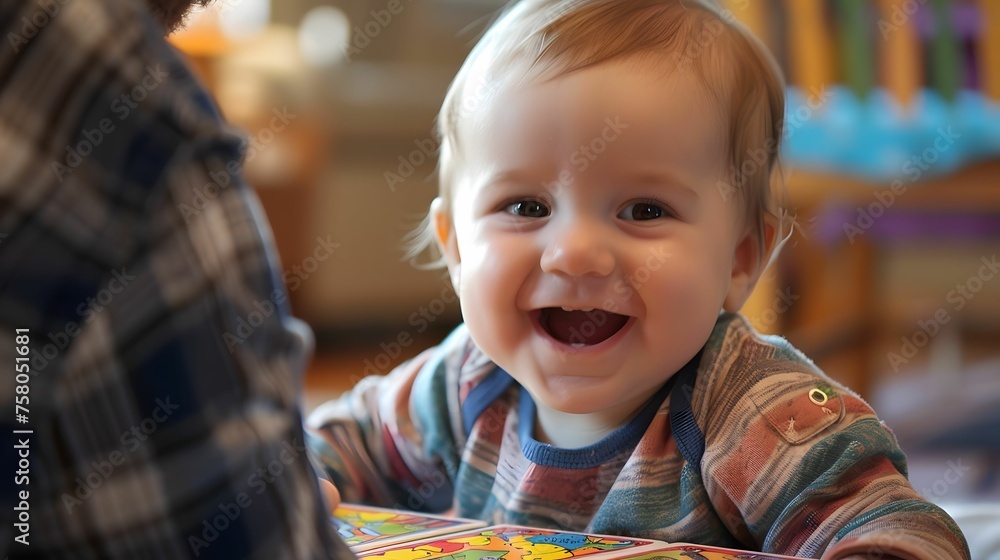 Family game night babys laughter at silly antics Family game night babys laughter at silly antics