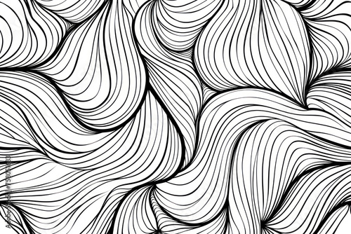 Liquid Style Coquette Decor Paper, Seamless line art, black on white ,seamless repeating pattern.