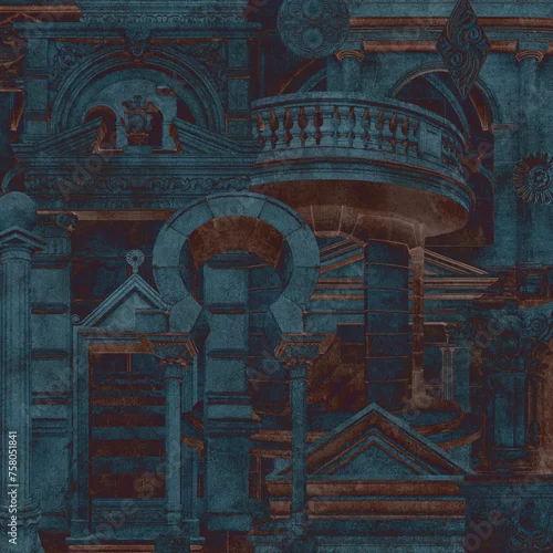 Obraz Abstract collage with elements classic architecture. Art poster, concept, zine cover. Background.