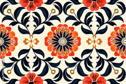 Geometric Floral Design, Artistic pattern ,seamless repeating pattern.