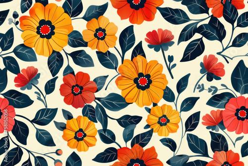 Wallpaper Mural Geometric Floral Design, Artistic pattern ,seamless repeating pattern. Torontodigital.ca