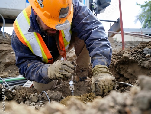 Geotechnical engineer analyzing soil samples