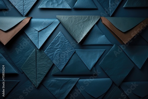 Texture or dark blue paper plane. Blue card with dark vignette for works of art, generative IA