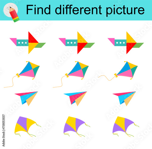 Free Download Logic game for children. Find different picture. - GFXLoad