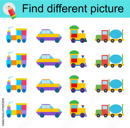 Logic game for children. Find different picture.