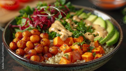 Plant-based feast in a bowl, vegetarian healthy food